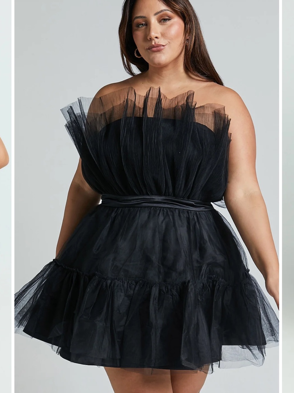 Showpo Amalya Mini Dress Tiered Tulle Fit And Flare Dress In Black - Picture 5 of 15
